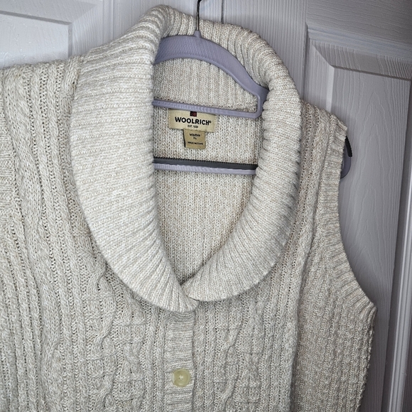 Woolrich Stone Heather Cotton/Ramie Button Front Knit Vest Size XL - Picture 8 of 8